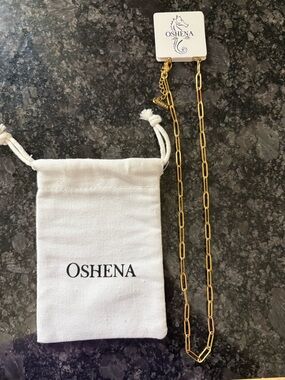 Oshena Gold plated Paperclip Chain Necklace